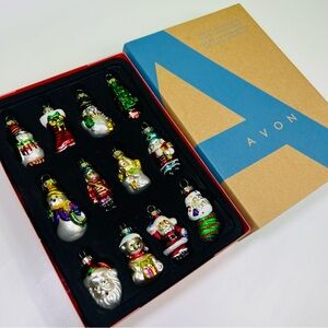 Avon Multi-Color Glass Holiday Ornament Set